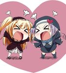  &gt;_&lt; angry bad_id bad_pixiv_id blonde_hair blue_hair boku_wa_tomodachi_ga_sukunai chibi closed_eyes dress fang fume habit hairband hasegawa_kobato heart jewelry key lolita_hairband multiple_girls necklace nun open_mouth shouting takayama_maria tears twintails two_side_up waving_arms yunotimo 