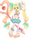  armpits bad_id bad_pixiv_id bell blazblue blonde_hair gloves green_eyes hairband long_hair low-tied_long_hair moromorororo muchourin platinum_the_trinity quad_tails ribbon smile staff two_side_up v 