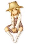  amanojaku bad_id bad_pixiv_id blonde_hair hair_ribbon hat moriya_suwako ribbon solo touhou 