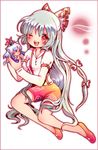  animal_ears cat_ears chibi fujiwara_no_mokou highres kamishirasawa_keine koro_(artist) multiple_girls one_eye_closed touhou 