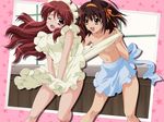  2girls apron asahina_mikuru brown_hair legs long_hair multiple_girls naked_apron skirt suzumiya_haruhi suzumiya_haruhi_no_yuuutsu thighs wallpaper 