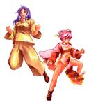  2girls boots china_dress chinadress chinese_clothes double_bun double_buns dress faris_scherwiz female final_fantasy final_fantasy_v hair_bun headband jack_(pixiv418860) lenna_charlotte_tycoon long_hair monk multiple_girls open_mouth pink_eyes pink_hair purple_eyes purple_hair ribbon short_hair siblings sisters violet_eyes yellow_ribbon 