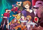  6+boys alternate_costume anzu_(pokemon) ariados backwards_hat baseball_cap black_hair blonde_hair blue_eyes blue_hair breasts brown_eyes brown_hair cabbie_hat cane cargo_pants cleavage closed_eyes epic erika_(pokemon) everyone facial_hair gen_1_pokemon gen_2_pokemon glasses gold_(pokemon) gym_leader hat hat_tip headband holding holding_poke_ball hood hoodie jacket japanese_clothes jewelry kasumi_(pokemon) katsura_(pokemon) kimono kotone_(pokemon) kuronomine large_breasts lightning matis_(pokemon) medium_breasts multiple_boys multiple_girls mustache natsume_(pokemon) necklace one-piece_swimsuit onix ookido_green orange_hair overalls pants pointing poke_ball pokemon pokemon_(creature) pokemon_(game) pokemon_hgss popped_collar red_(pokemon) scarf short_hair smile squatting sunglasses swimsuit takeshi_(pokemon) thighhighs vest white_legwear wristband zettai_ryouiki 