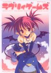  bat_wings demon_girl disgaea elbow_gloves etna gloves highres makai_senki_disgaea_2 miniskirt mitsumi_misato prinny red_eyes red_hair skirt solo tail thighhighs twintails wings 