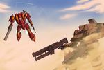  armored_core bazooka fanart flying from_software gun highres mecha sand weapon 