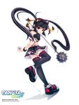  black_hair hair_ribbon kooh lee_byung_hee pangya panties red_eyes ribbon skirt solo thighhighs twintails underwear 