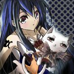  achiba blue_hair cat charle_(fairy_tail) child dress fairy_tail long_hair lowres red_eyes ribbon tattoo wendy_marvell 