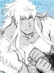  1boy blue_eyes long_hair male male_focus monochrome muscle oekaki regal_bryan regal_bryant sketch solo tales_of_(series) tales_of_symphonia 