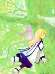  1girl blonde_hair blue_eyes colette_brunel collet_brunel female long_hair nature oekaki outdoors solo tales_of_(series) tales_of_symphonia wings 