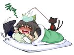  blanket blush cat futon kaenbyou_rin kaenbyou_rin_(cat) nanami_(nanami811) pillow reiuji_utsuho sick solo touhou unyu wings 