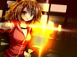  bad_id bad_pixiv_id brown_eyes brown_hair shiawase_usagi short_hair solo sunset suzumiya_haruhi suzumiya_haruhi_no_yuuutsu 