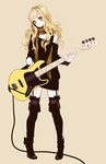  bad_id bad_pixiv_id bass_guitar blonde_hair boots bow garter_straps instrument long_hair original scarf shikishima_(eiri) simple_background solo thigh_boots thighhighs 