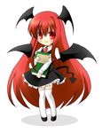  bat_wings book female koakuma long_hair necktie otoneha red_eyes red_hair redhead tail the_embodiment_of_scarlet_devil thigh-highs thighhighs touhou wings 