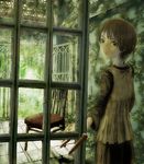  bad_id bad_pixiv_id brown_eyes brown_hair chair copyright_request door ivy looking_back short_hair solo yoshidaworks 