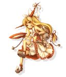  alcohol amanojaku bad_id bad_pixiv_id blonde_hair bow chain highres horns ibuki_suika long_hair sake solo touhou 