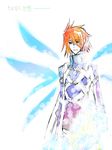  1boy kratos_aurion male male_focus oekaki red_eyes red_hair redhead short_hair simple_background solo tales_of_(series) tales_of_symphonia translation_request white_background wings 