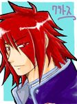  1boy kratos_aurion male male_focus oekaki red_eyes red_hair redhead short_hair simple_background solo tales_of_(series) tales_of_symphonia 