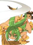  animal_ears animal_print blade_(galaxist) boomerang cat_ears cham_cham gloves green_eyes green_hair highres long_hair monkey paku_paku paw_gloves paw_shoes paws queen's_gate samurai_spirits shoes snk tail tiger_print weapon 