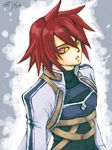  1boy kratos_aurion male male_focus red_eyes red_hair redhead short_hair solo tales_of_(series) tales_of_symphonia 