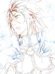  1boy brown_hair flower kratos_aurion male male_focus oekaki partially_colored short_hair sketch solo tales_of_(series) tales_of_symphonia 