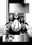  apron bad_id bad_pixiv_id basket bat_wings comic dress frills greyscale head_wings izayoi_sakuya maid maid_headdress mochinu monochrome multiple_girls patchouli_knowledge silent_comic touhou towel wings 