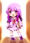  book koro_(artist) patchouli_knowledge purple_eyes purple_hair solo touhou younger 