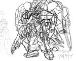  armored_core concept_art from_software gun high_laser_rifle mecha monochrome rifle weapon 