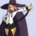  blazblue blazblue_phase_0 cape drawfag hair_over_one_eye hat imageboard_colors konoe_a_mercury long_hair non-web_source pink_hair red_eyes solo witch_hat 