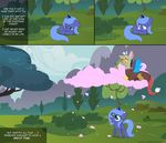  alicorn blue_eyes blue_hair bush cloud clouds comic cotton_candy crying cub cute discord_(mlp) draconequus duo english_text equine female feral flausch-katzerl flausch_katzerl forest forset friendship_is_magic grass hair horn horse male mammal multi-colored_body multicolored_body my_little_pony open_mouth outside pony princess_luna_(mlp) red_eyes snow tail tears text tiara tree winged_unicorn wings wood young 