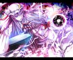  bad_id bad_pixiv_id book crescent hat highres open_mouth patchouli_knowledge purple_eyes purple_hair solo touhou zeroshiki_kouichi 