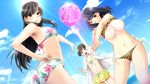  ball bikini breasts cloud clouds highres ino kayano_chika large_breasts long_hair navel nipples short_hair sister_scheme_2 sky sunlight swimsuit wardrobe_malfunction water wink yanagawa_amane yanagawa_misaki yanagawa_shiori 