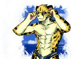  cheetah eyewear feline male mammal muscles solo sunglasses tail topless 