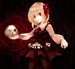  bad_id bad_pixiv_id blonde_hair blood blood_in_mouth frills minnu rumia short_hair skull solo touhou 