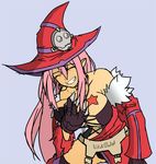  bare_shoulders breasts closed_eyes corset dark_skin detached_sleeves drawfag fang fingerless_gloves gloves grin hat imageboard_colors large_breasts laughing long_hair luminous_arc non-web_source pink_hair simple_background smile solo star tattoo vanessa_(luminous_arc) witch_hat 