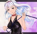  :q bare_shoulders bdsm bondage bound collar idolmaster idolmaster_(classic) leash long_hair nerotarou@seven pink_eyes pov raised_eyebrow rope shijou_takane silver_hair slave solo tongue tongue_out 