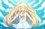  animal_ears blonde_hair closed_eyes cloud day dress long_hair seeu short_dress sky solo very_long_hair vocaloid yunare 