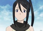  black_hair blue_eyes clouds hitodama long_hair nakatsukasa_tsubaki sky soul_eater vector 