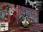  bad_id bad_pixiv_id blood blush brick_wall church cross death english graffiti green_eyes grey_hair hands hat heart highres komeiji_koishi long_hair moon night pale_skin running_bond saburo0322 sharp_teeth smile solo teeth third_eye touhou when_you_see_it white_hair white_skin 