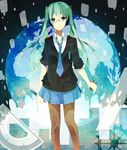  bad_id bad_pixiv_id blue_eyes chisumi earth globe green_hair hatsune_miku highres long_hair necktie pantyhose protractor razor ruler scissors skirt smile solo twintails vocaloid 