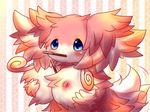 audino blush breasts female fluffy fluffy_tail holding_breasts kuma25-ya looking_at_viewer nintendo nipples pocky pok&#233;mon pok&eacute;mon solo tail tailwag video_games 