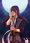  bad_id bad_pixiv_id black_hair bracelet closed_eyes full_moon jewelry katana long_hair male_focus moon nakamura_hiro_(nobody10ch) solo sword tales_of_(series) tales_of_vesperia weapon yuri_lowell 