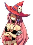  bare_shoulders big_hair breast_hold breasts choker cleavage corset crossed_arms drawfag earrings fang gloves grin hat heterochromia jewelry large_breasts long_hair luminous_arc non-web_source pink_hair single_glove smile star tattoo vanessa_(luminous_arc) witch_hat 