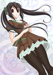  alternate_costume black_hair brown_eyes k-on! long_hair nakano_azusa pantyhose solo twintails waitress zuka 