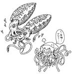  1girl 4n_(yon_enu) blush cuttlefish greyscale heart ikamusume mating monochrome o_o shinryaku!_ikamusume tentacle_hair 