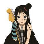  akiyama_mio bass_guitar black_hair don't_say_&quot;lazy&quot; hat highres instrument k-on! left-handed long_hair mini_hat mini_top_hat official_art qplus solo top_hat 