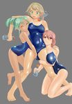  :o arena_(company) barefoot between_breasts between_thighs blue_eyes blush boob_chomp bottle breasts dark_skin eyes_closed feet green_eyes green_hair hand_on_shoulder hug kneeling large_breasts long_hair mizugi one-piece_swimsuit open_mouth original pettanko pink_hair ponytail shoko_(moccom) short_hair tanlines tanned 