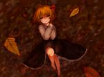  autumn bad_id bad_pixiv_id barefoot leaf lying on_back rumia solo touhou yuubari_makuwa 