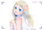  ano_hi_mita_hana_no_namae_wo_bokutachi_wa_mada_shiranai. blue_eyes dress flower foodpuppet hair_ornament honma_meiko long_hair open_mouth silver_hair sleeveless sleeveless_dress solo 