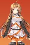  blush danny_choo dmyo hair_clip long_hair orange_eyes smile suenaga_mirai thighhighs twin_braids zettai_ryouiki 