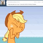  apple applejack_(mlp) ask_jappleack blonde_hair cowboy_hat english_text equine eyes_closed female feral freckles friendship_is_magic fruit grass hair hat horse hotdiggedydemon jappleack long_hair mammal my_little_pony open_mouth orange_body pony ponytail profanity solo teeth text tongue tumblr 